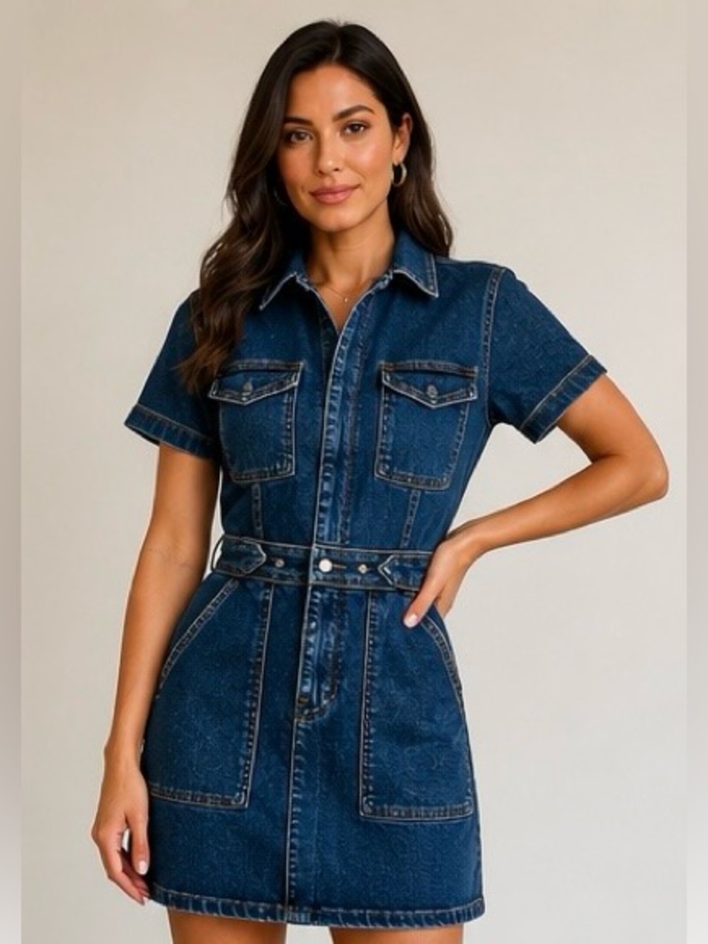 Good American Denim Utility Mini Dress Indigo Size Small NWT